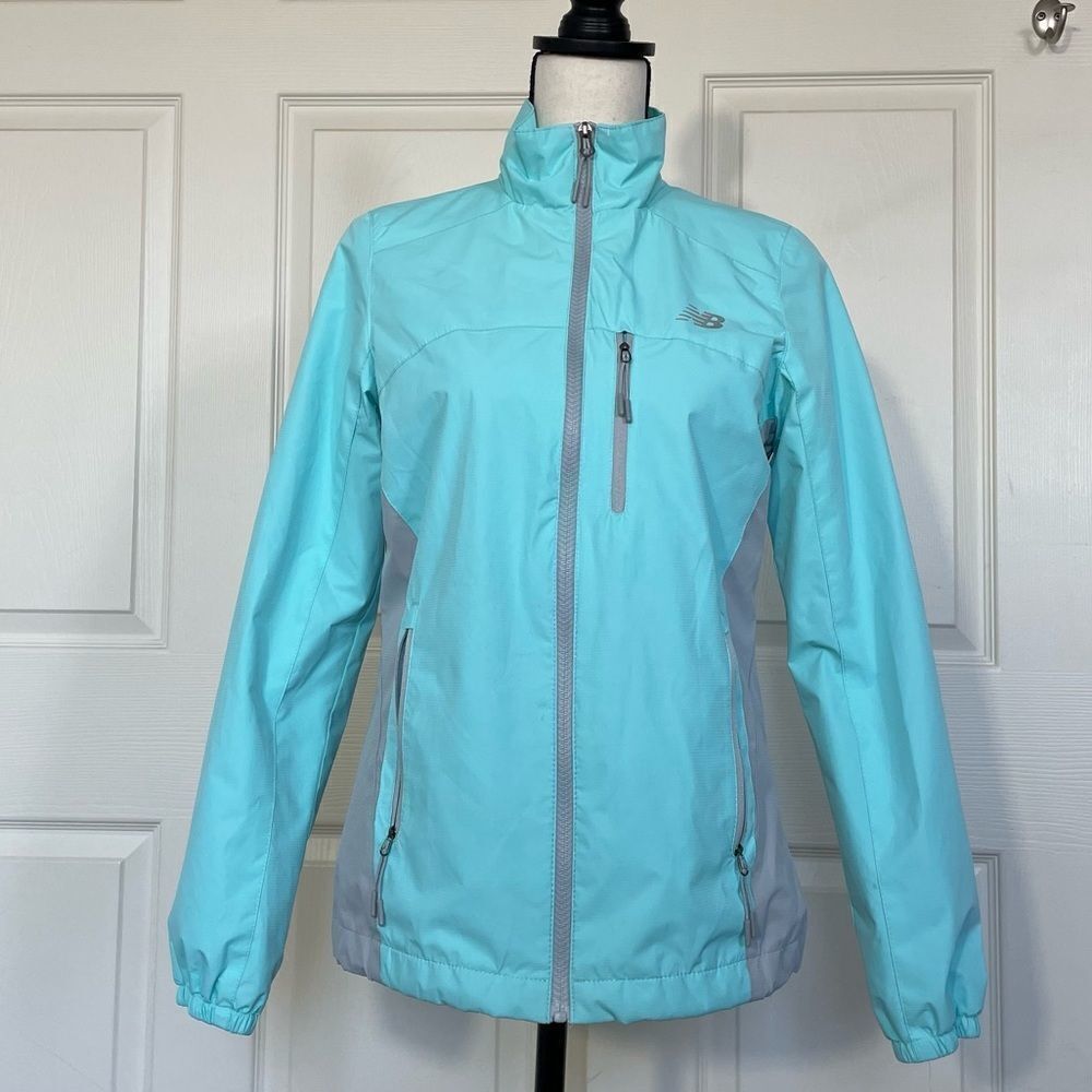 New Balance Mint Green/Baby Blue & Silver Front Zipper Woman’s Spring Jacket, S